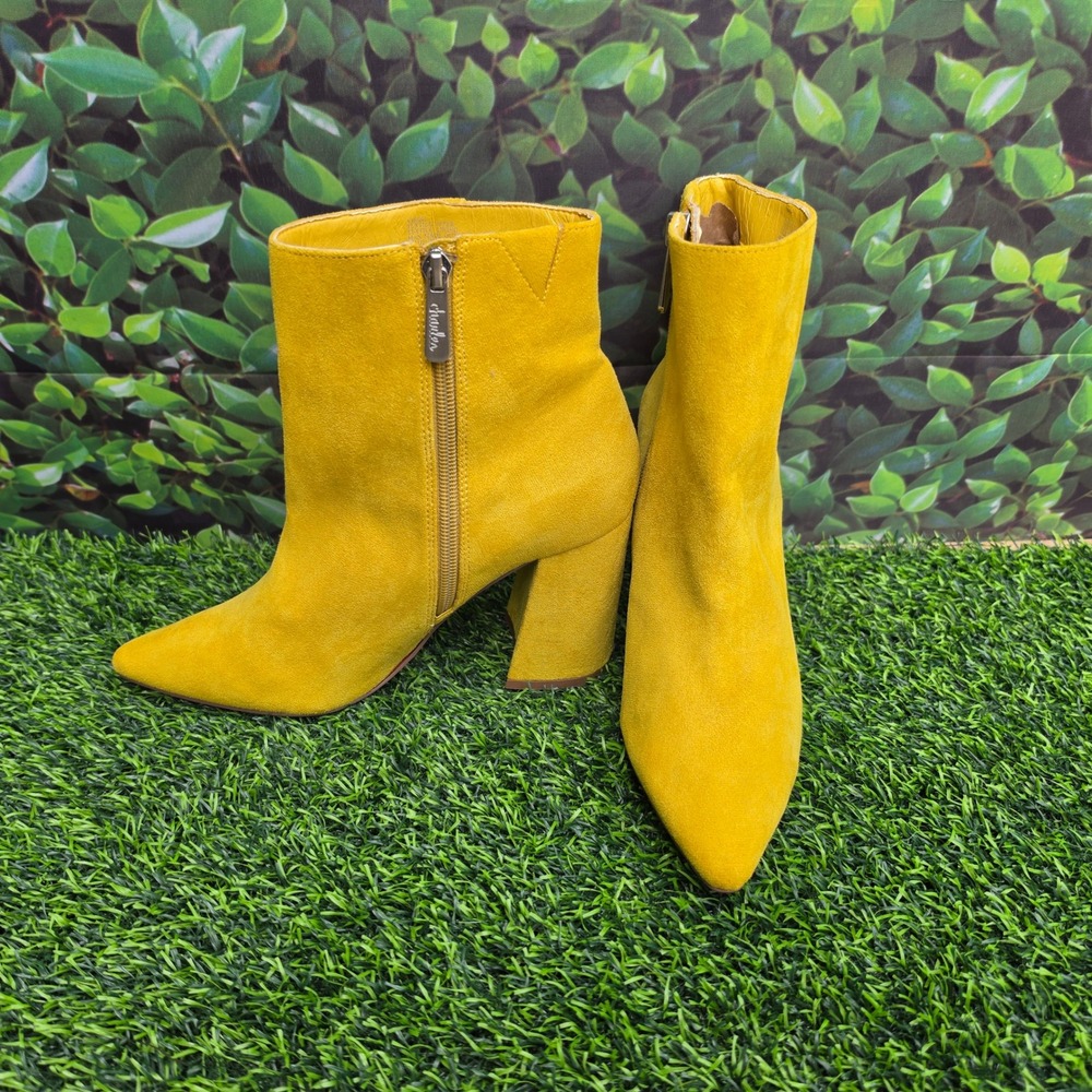 Charles by Charles David Virgil Mustard Yellow Suede Block Heel Ankle Boots 7M